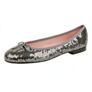 Paul Mayer Attitudes Women's 9.5B Bingo Sequin Silver Ballet‎ Flats  MSRP $235